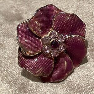 Vintage 80’s Purple Enamel Flower Ring Size 6